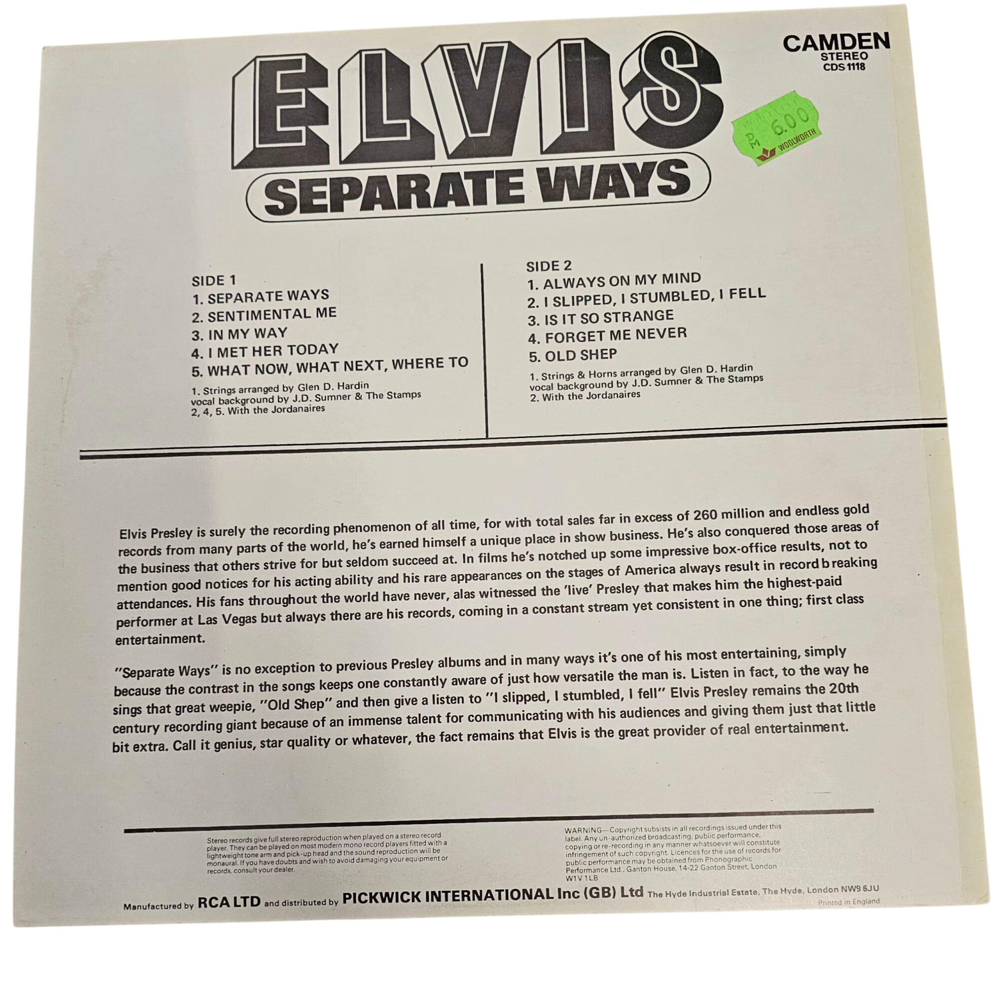Voir photo 3 de Vinyle Elvis Presley "Separate Ways" 33T Vinyle Elvis Presley "Separate Ways" 33T Très bon état - Vue 3 -